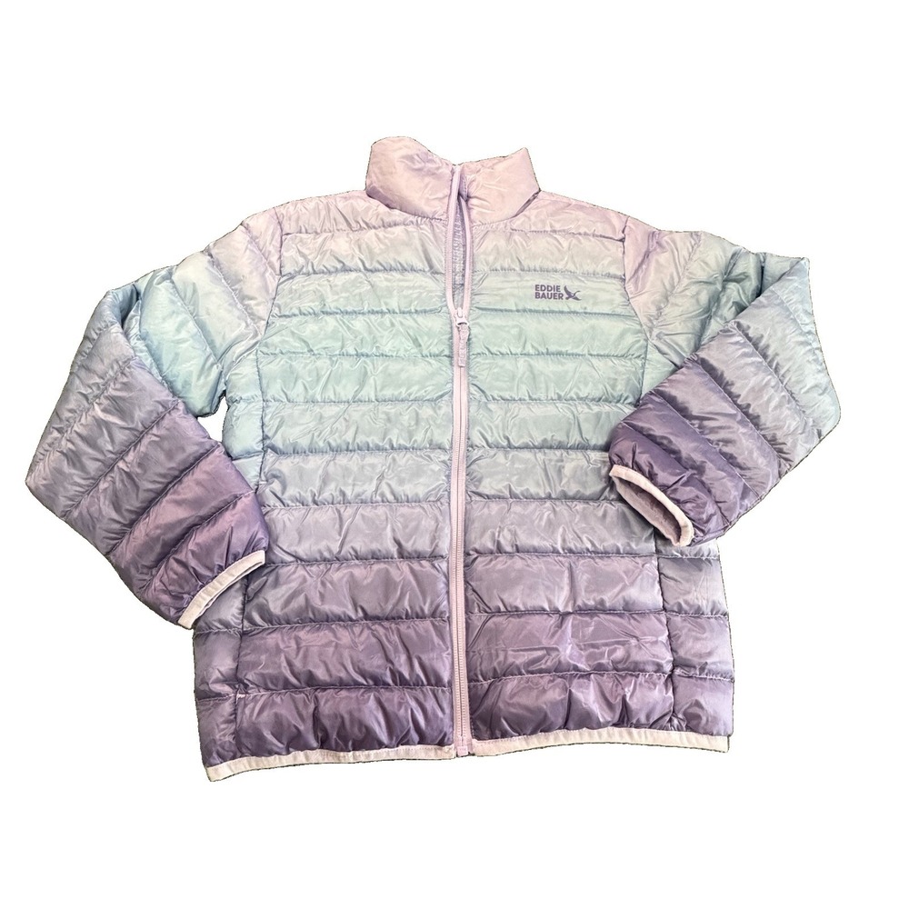Eddie Bauer KidsPurple Ombre Packable Jacket Size Medium 7/8  650 Down
